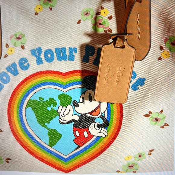 🌿  DISNEY X COACH CANVAS TOTE WITH FLORAL PRINT AND MICKEY MOUSE 🌿 NWT 🌿 - Picture 6 of 16